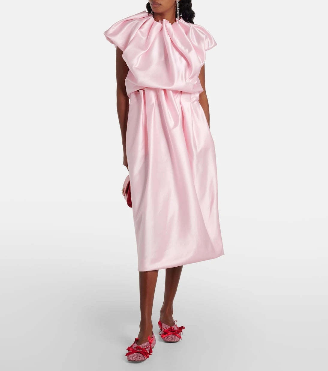 Simone Rocha - Draped satin midi skirt