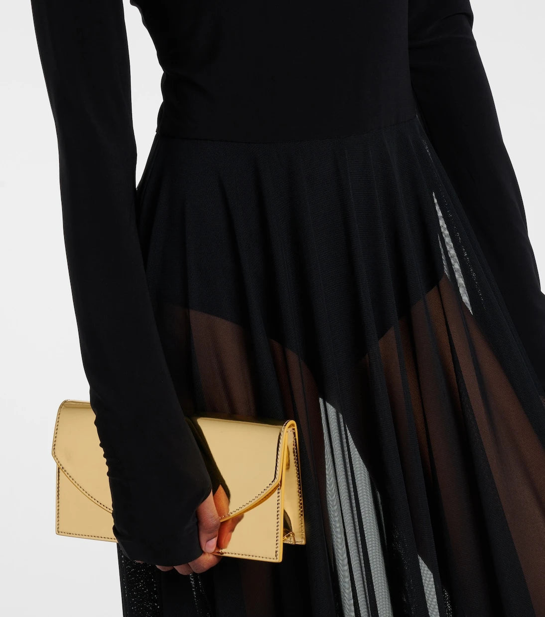 Norma Kamali - Sheer jersey and mesh midi dress