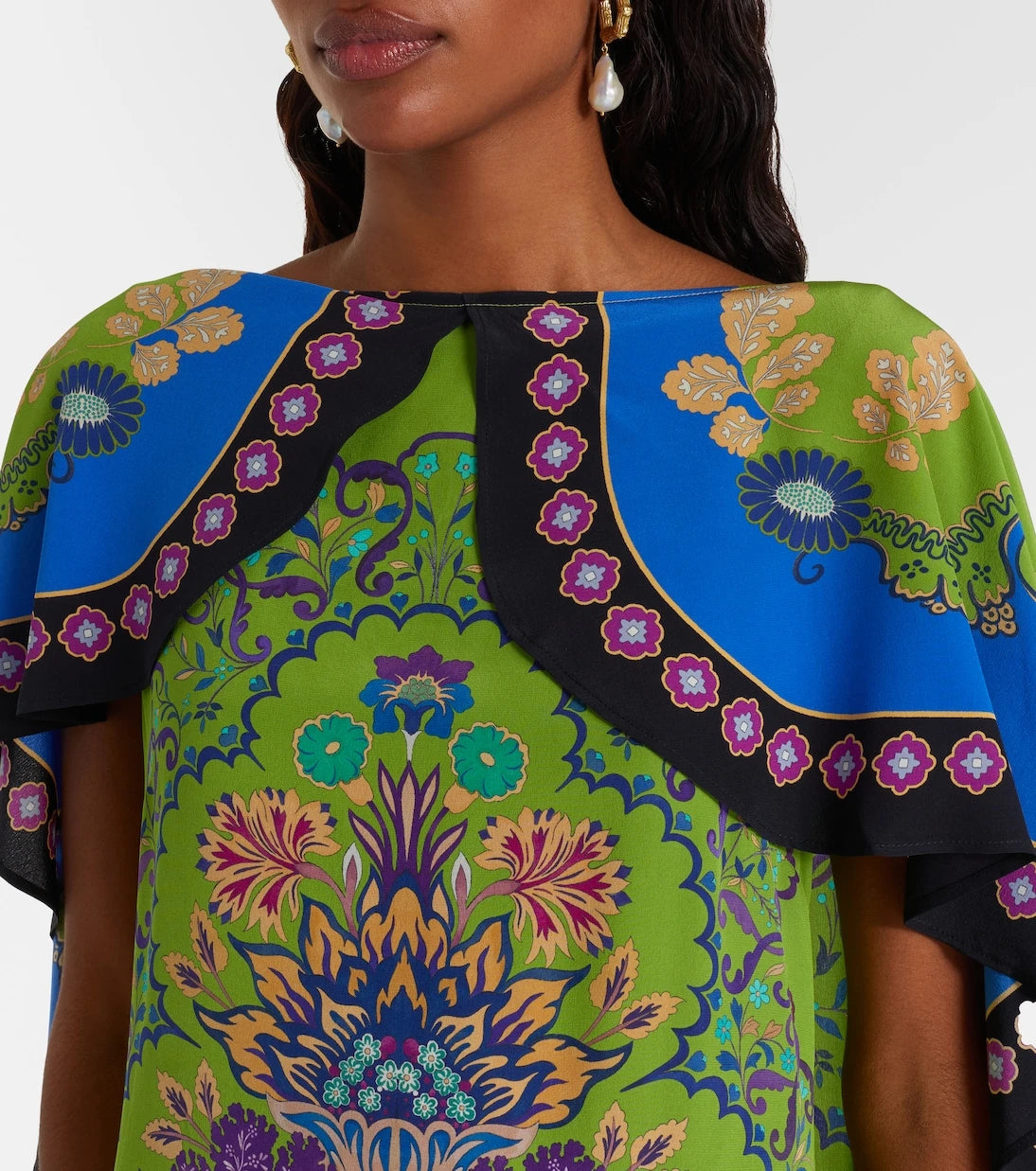 La DoubleJ - Magic printed caped silk maxi dress