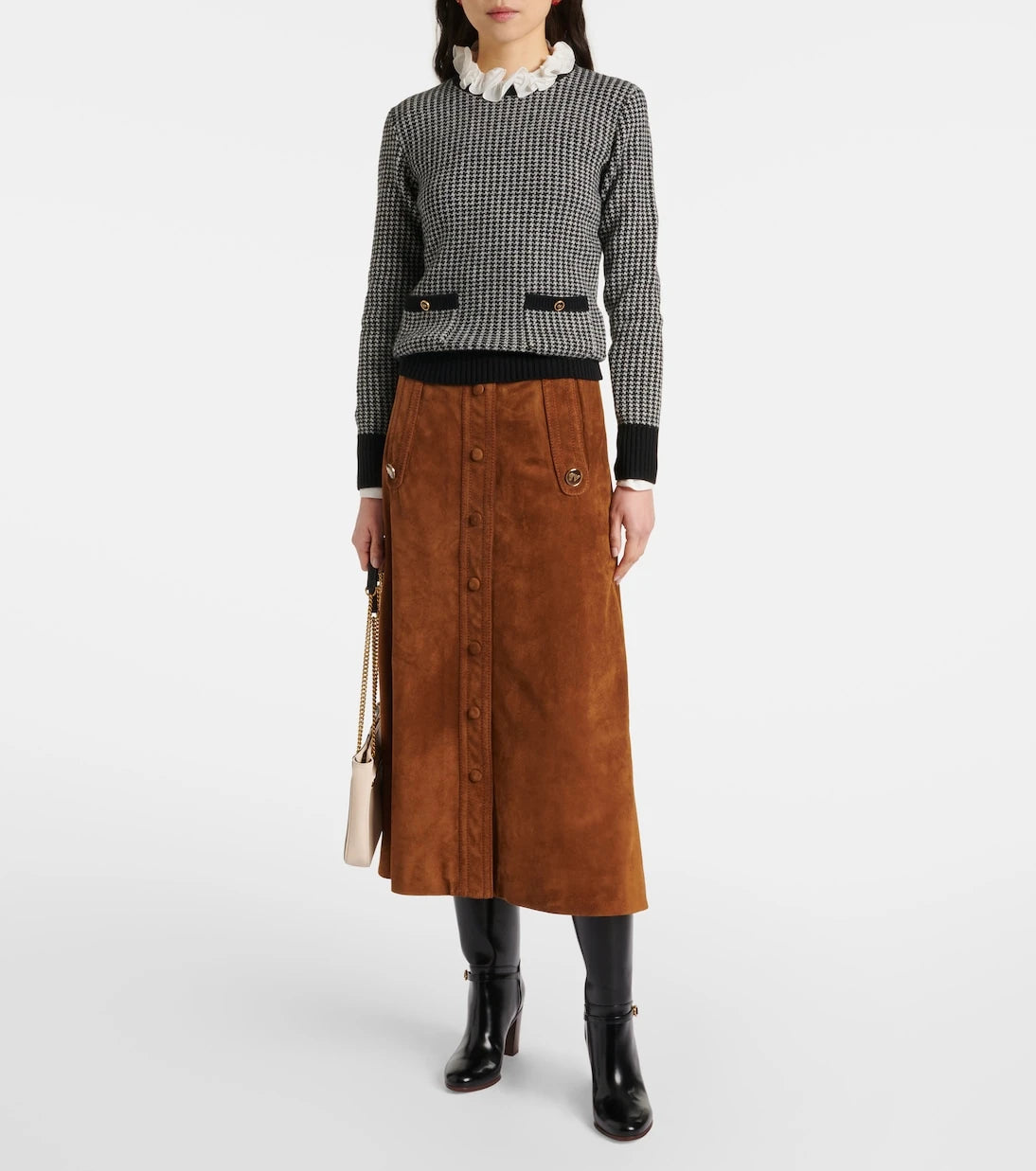 Valentino - Houndstooth virgin wool sweater