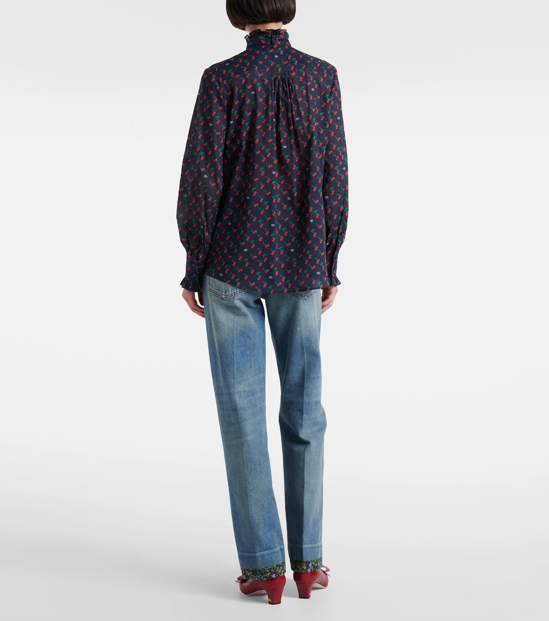 Valentino - Cherryfic bow-detail cotton muslin blouse