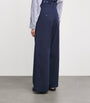 Weekend Max Mara Blue Cotton Wide-Leg Trousers