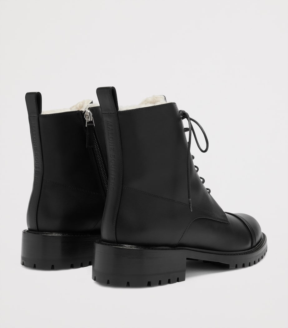 Malone Souliers Black Leather-Shearling Miller Ankle Boots