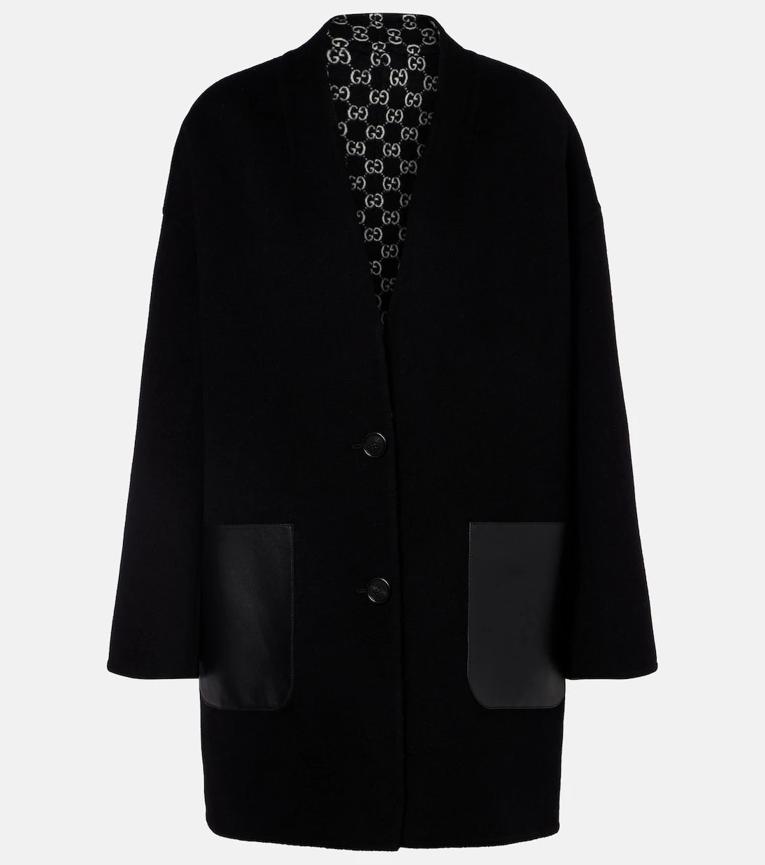 Gucci - Caban reversible leather-trimmed wool coat