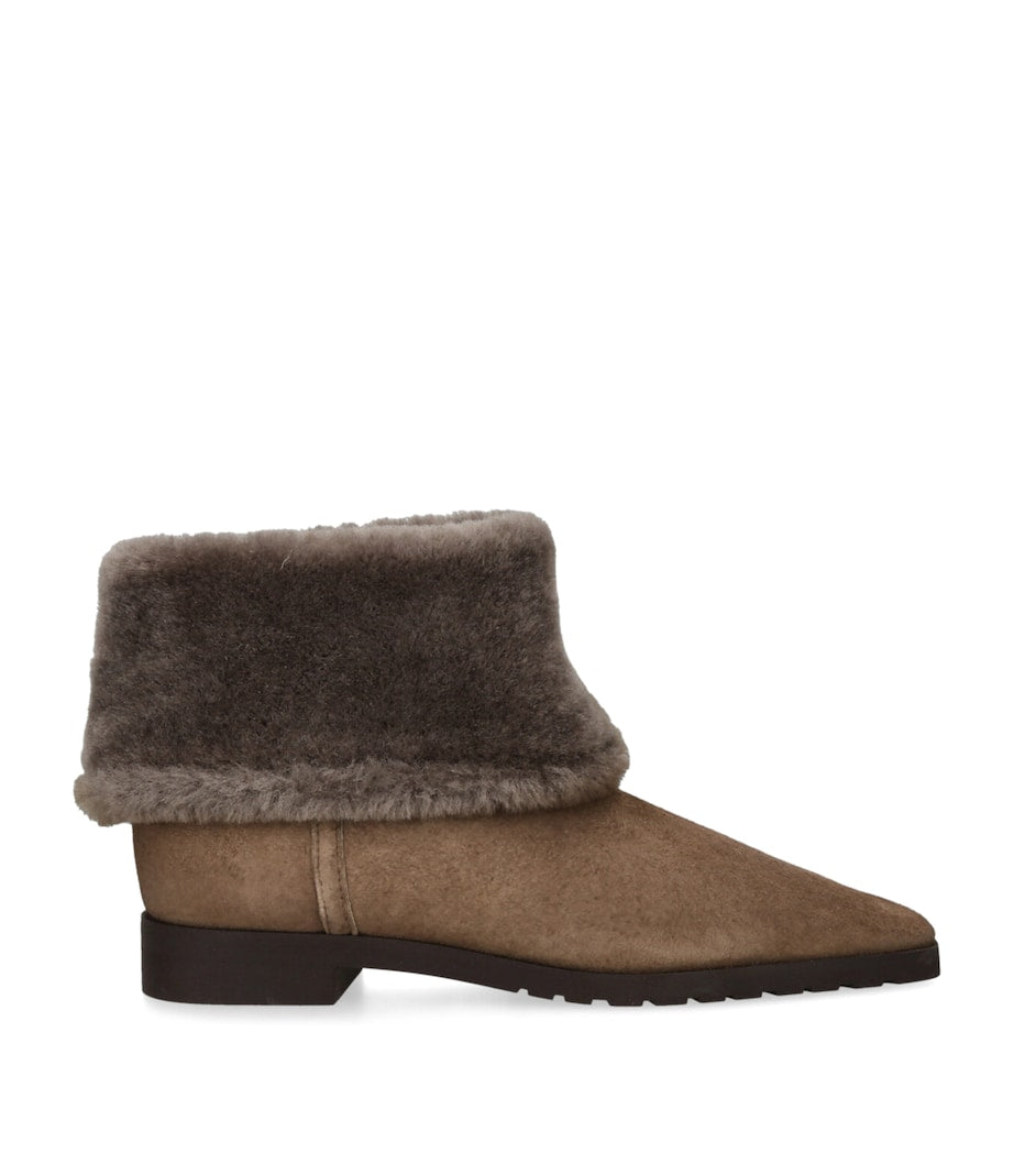 Toteme Brown Shearling Fold-Down Ankle Boots