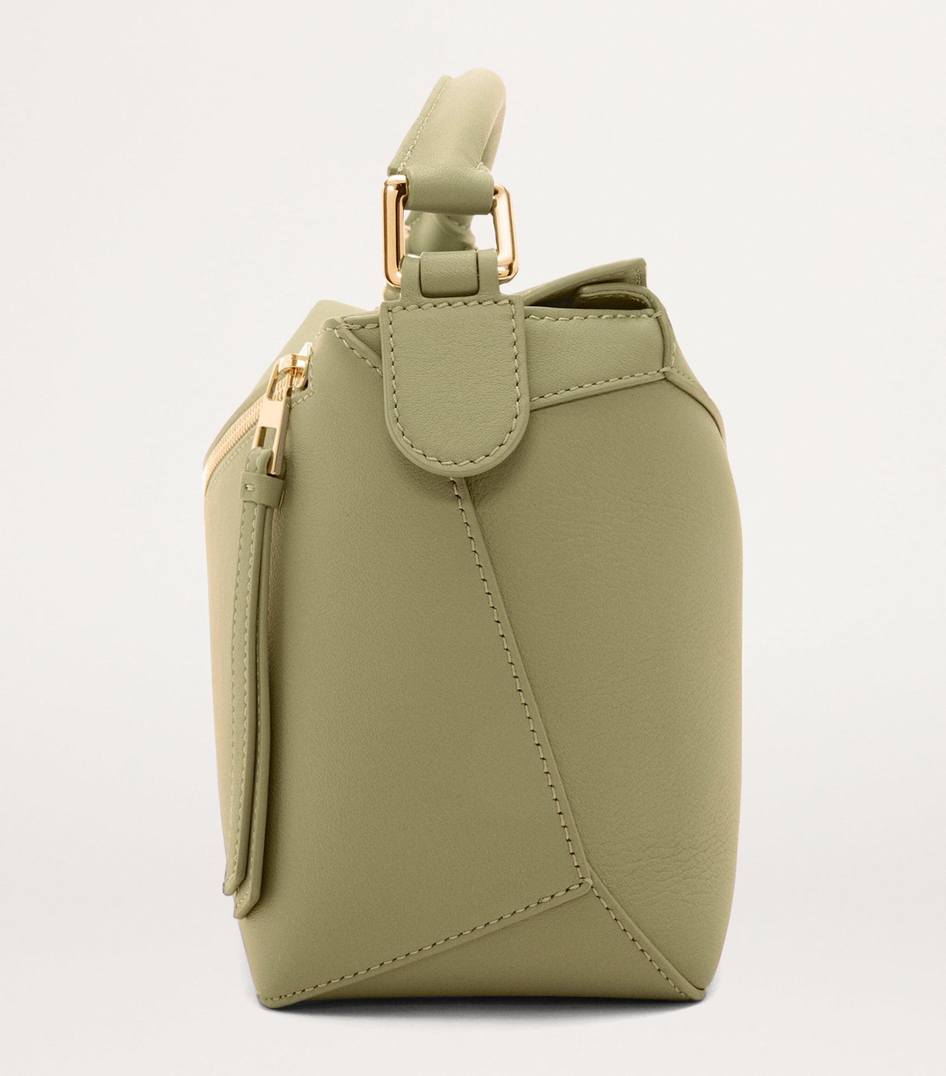 LOEWE Green Small Leather Puzzle Edge Top-Handle Bag