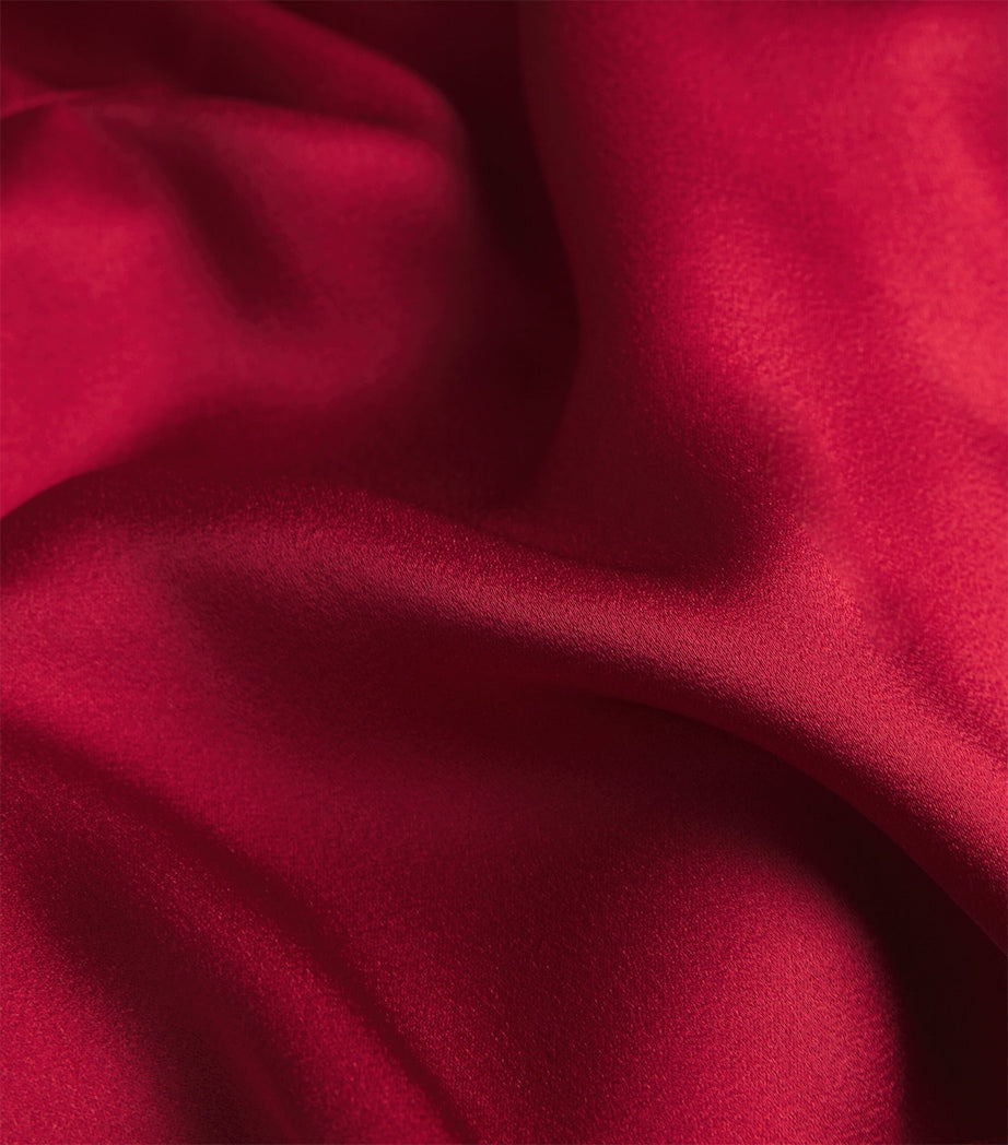 Victoria Beckham Red Crepe Pleat-Gathered Blouse