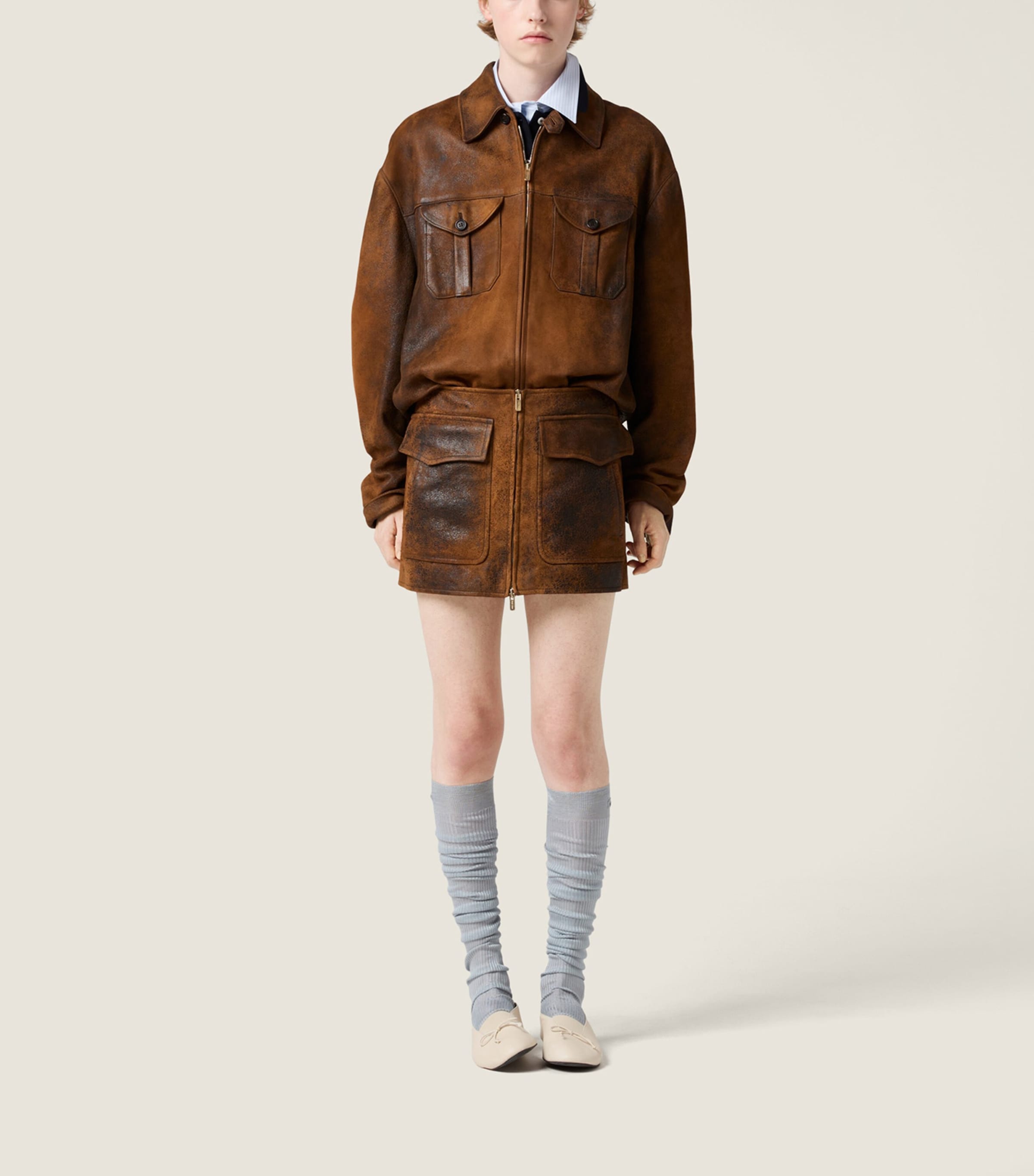 Miu Miu Brown Waxed Suede Jacket