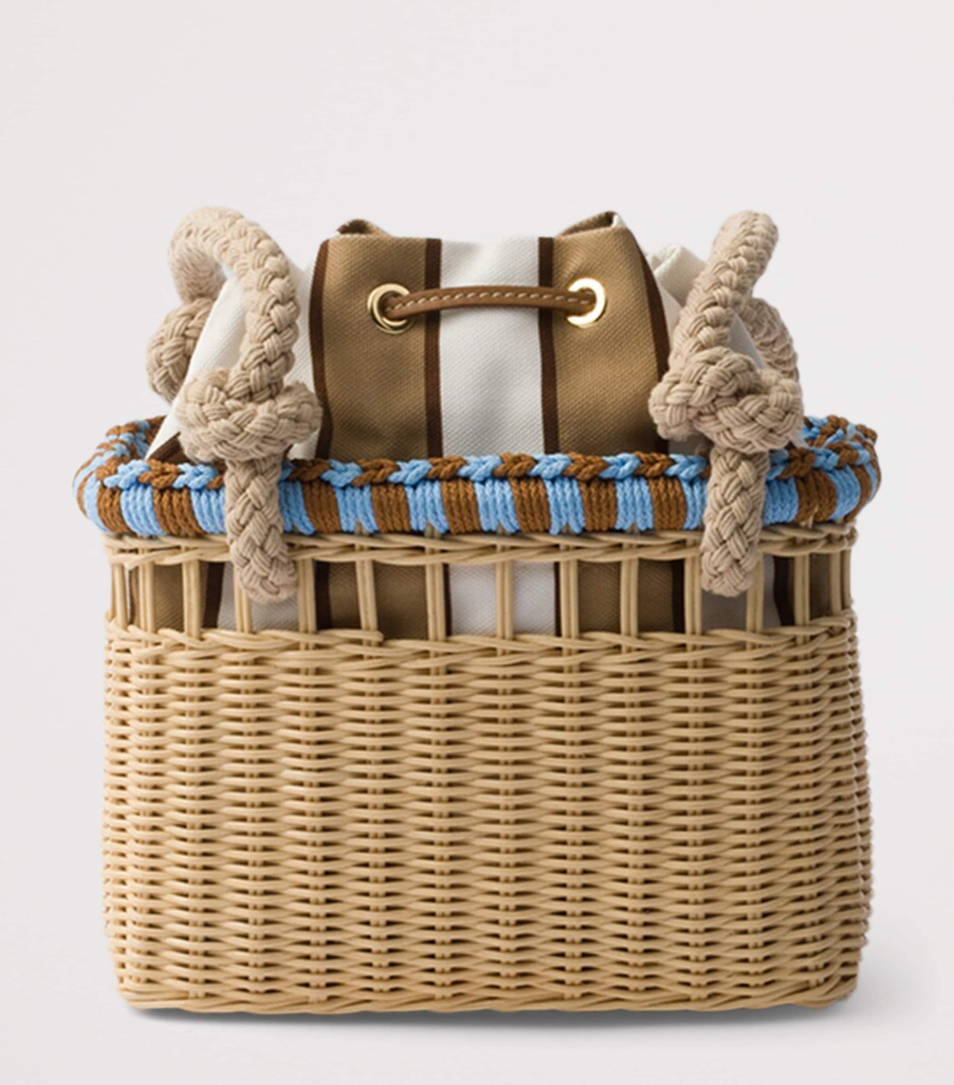 Prada Neutral Mini Wicker Bag