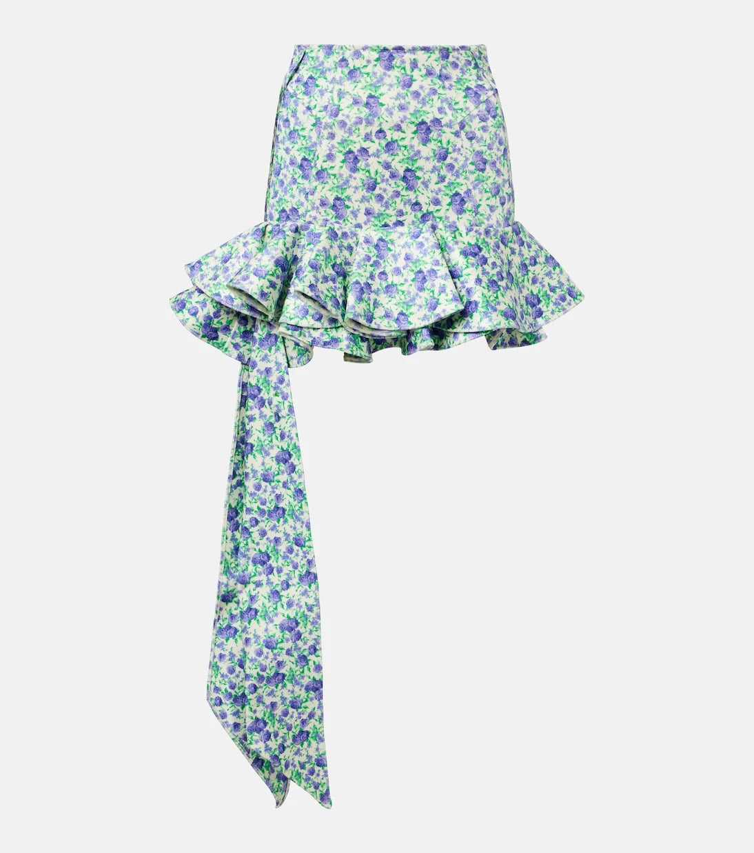 Rabanne - Ruffled floral jersey miniskirt