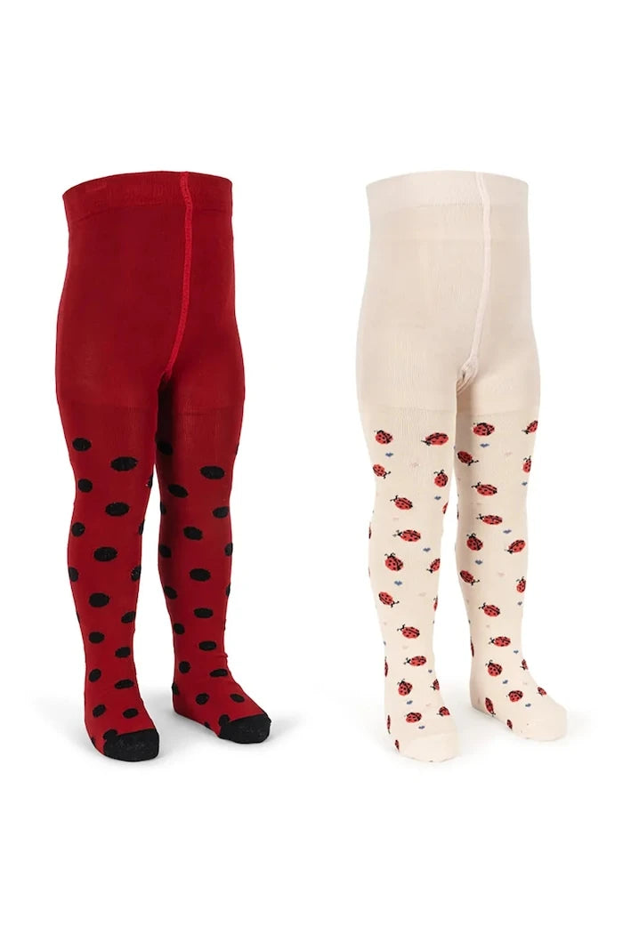 Konges Sløjd чорапогащник за деца 2 PACK LADYBUG JACQUARD TIGHTS