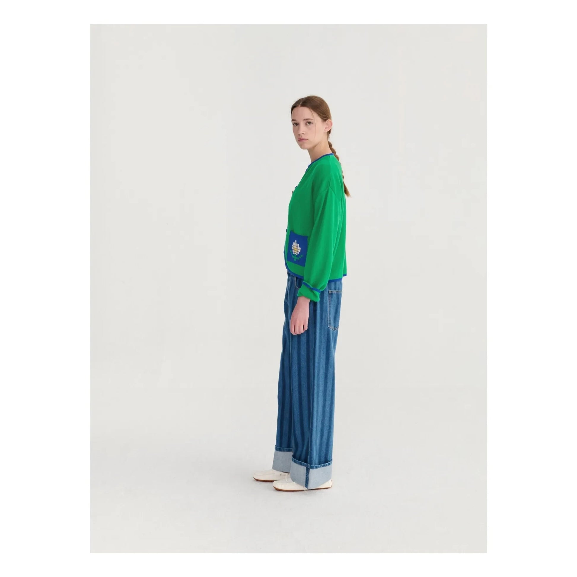 Bobo Choses - Pixel Daisy organic cotton cardigan | Green