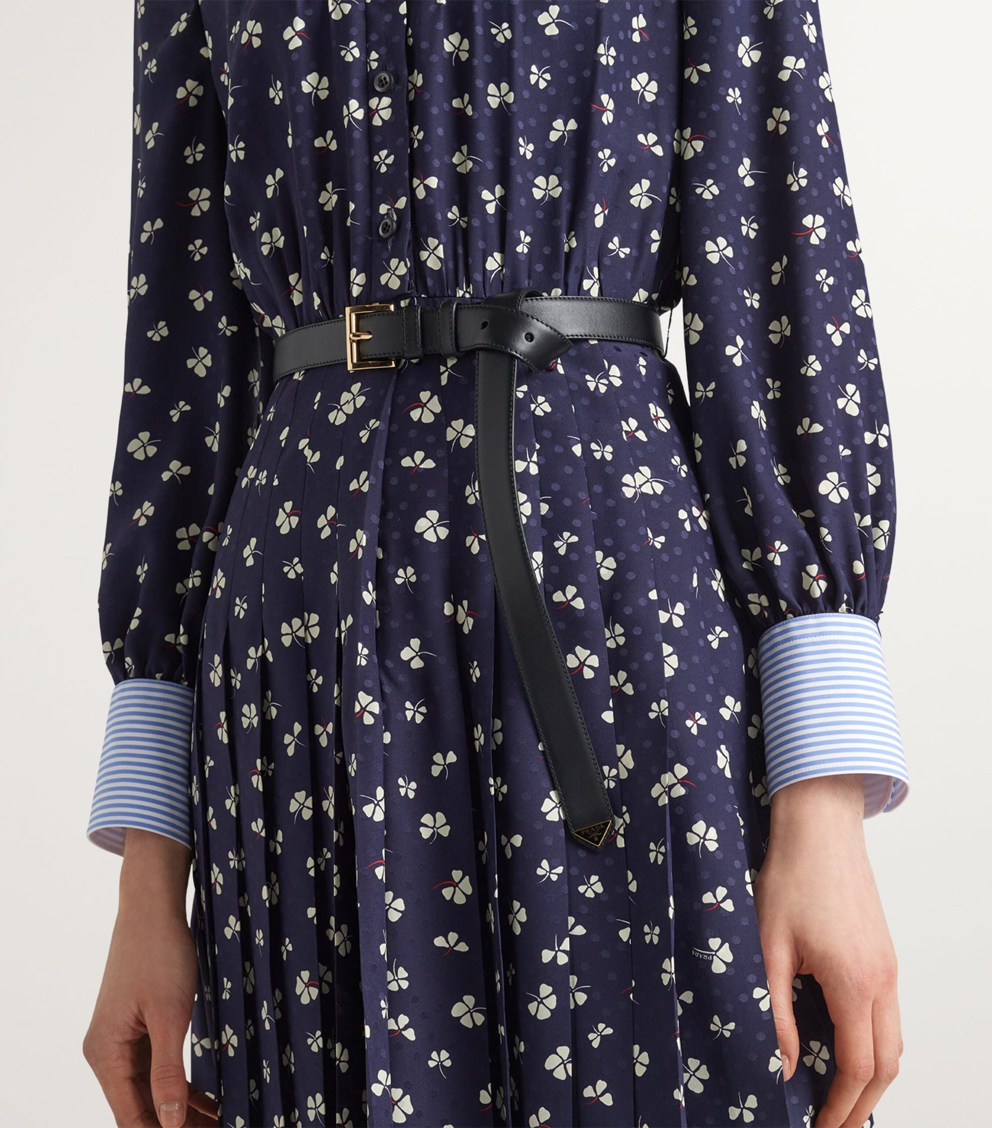 Prada Black Leather Logo Belt