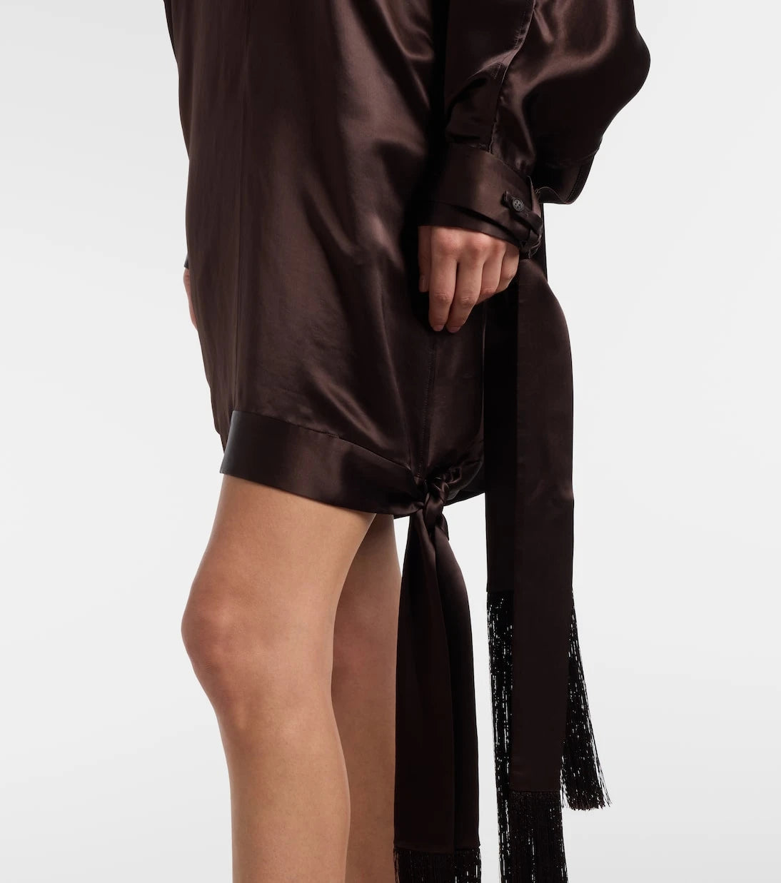 Ferragamo - Fringed satin minidress