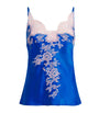 Marjolaine Blue Silk Lace-Trim Bénédicte Cami Top