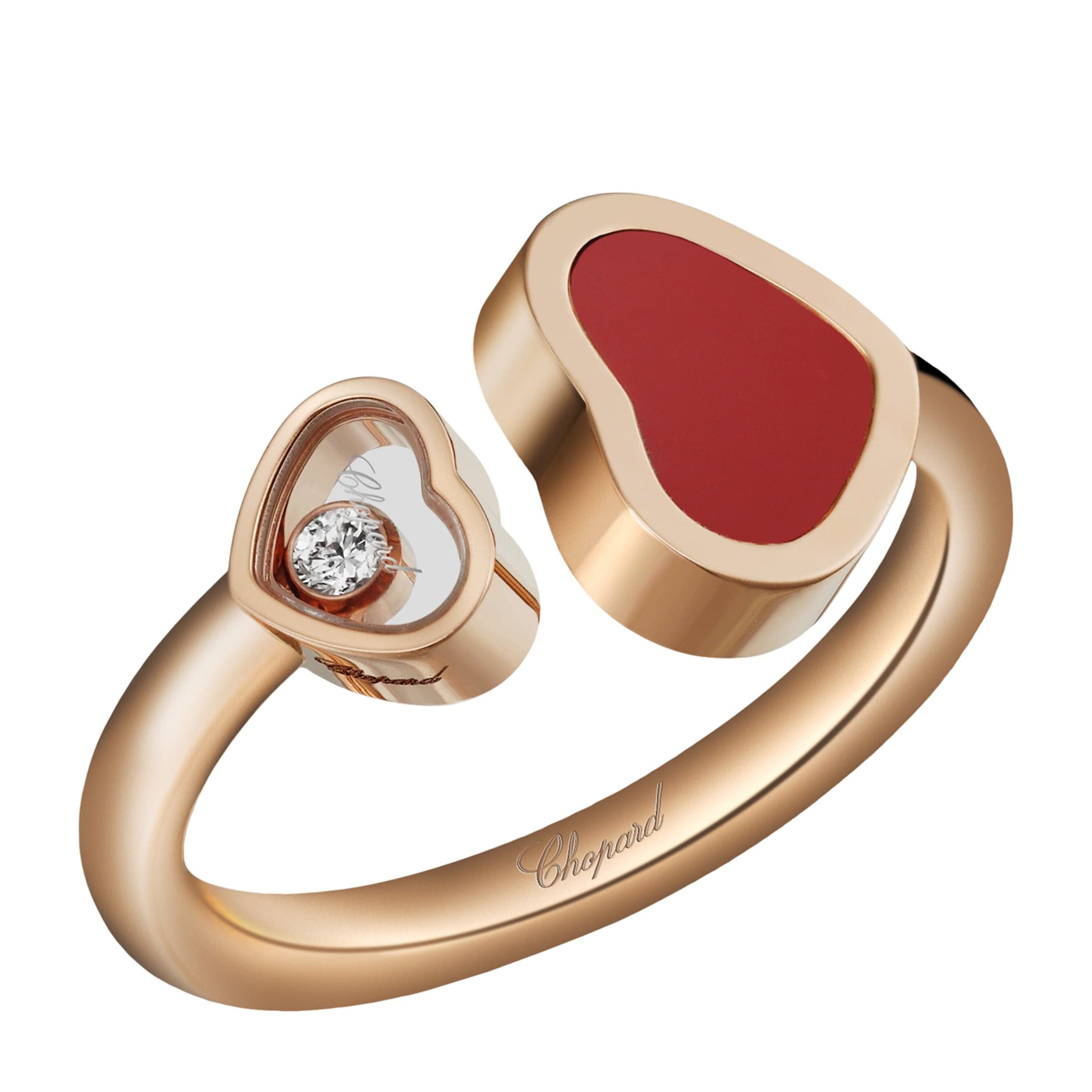 Rose Gold and Diamond Happy Hearts Ring