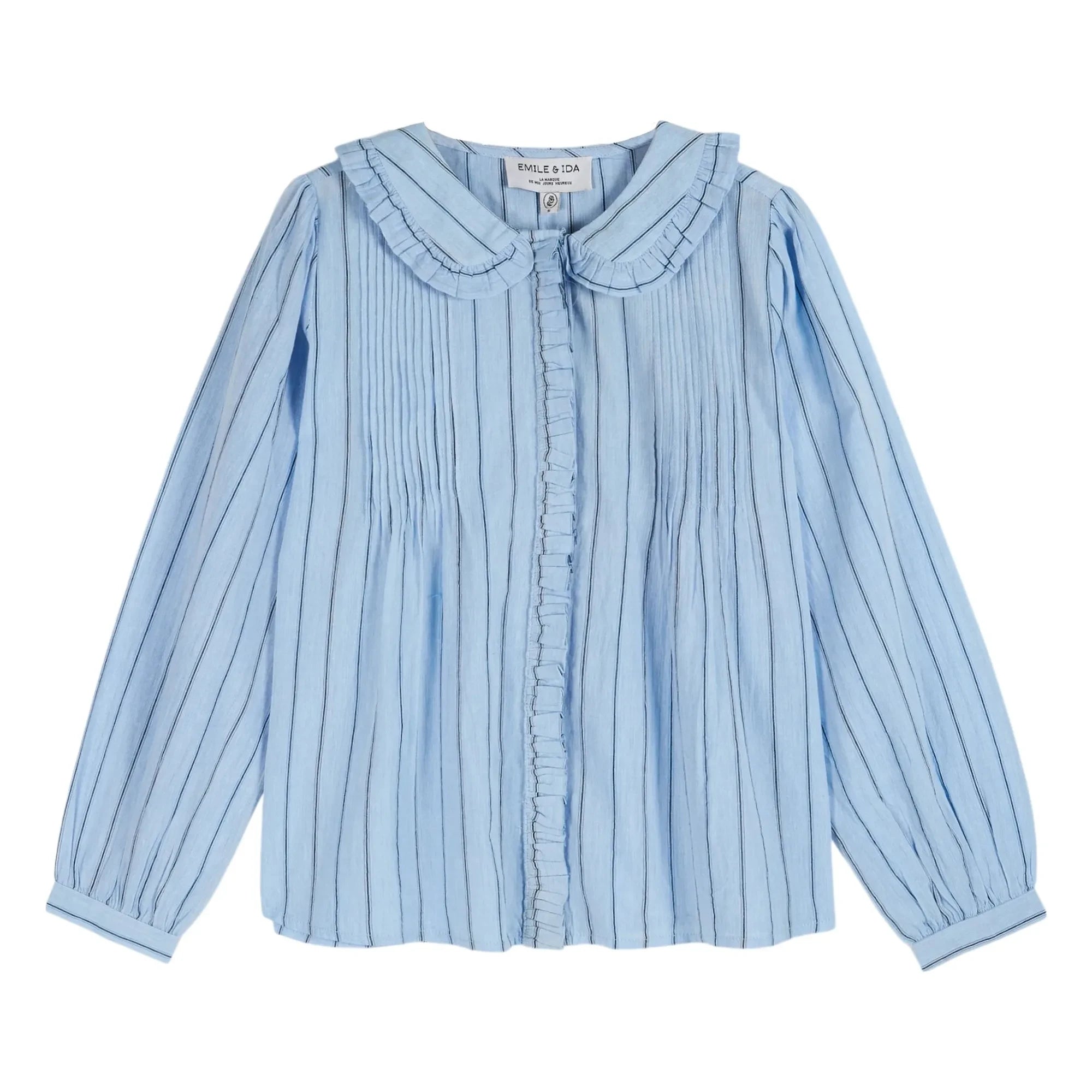 Emile et Ida - Cotton ruffled collar blouse | Blue