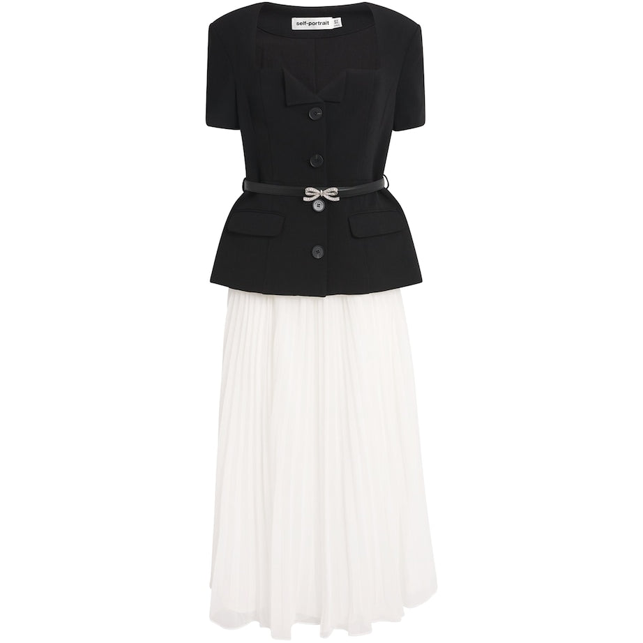 Self-Portrait Black Chiffon Skirt Maxi Dress