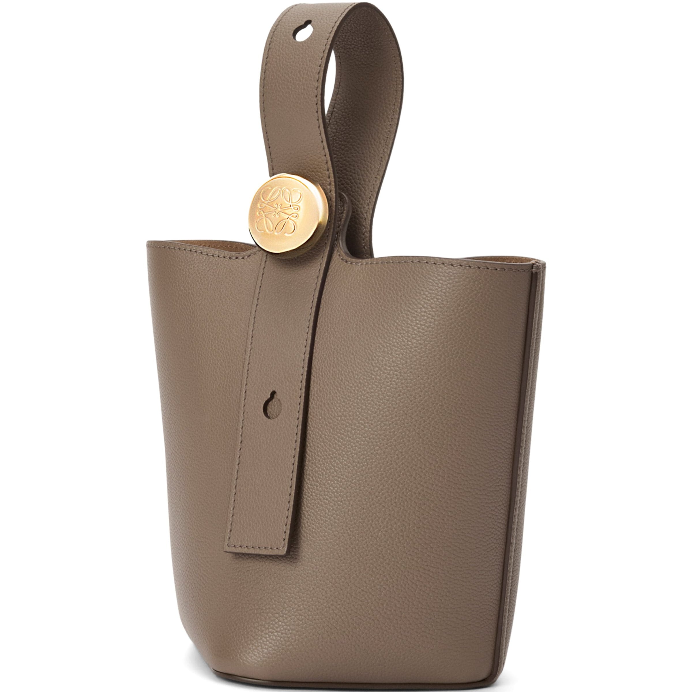 LOEWE Brown Mini Leather Pebble Bucket Bag