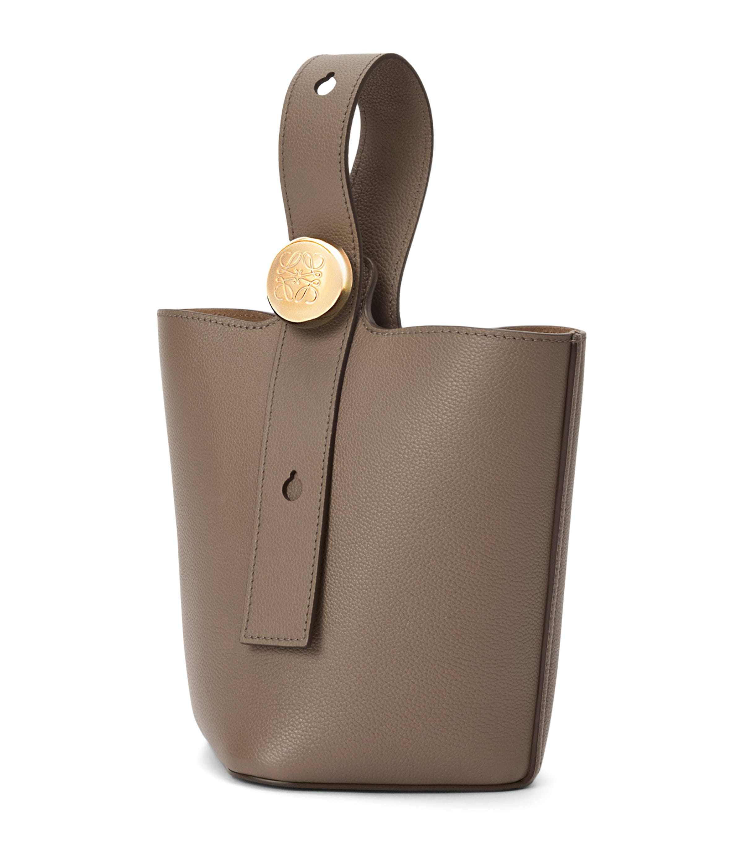 LOEWE Brown Mini Leather Pebble Bucket Bag