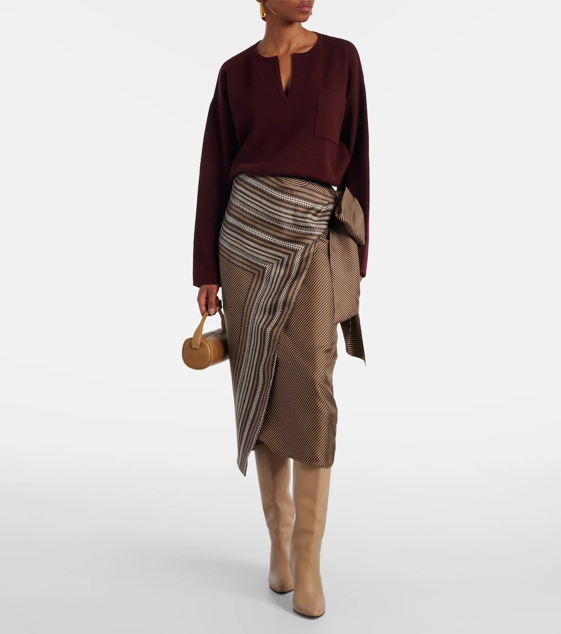 Max Mara - Edro striped silk wrap skirt