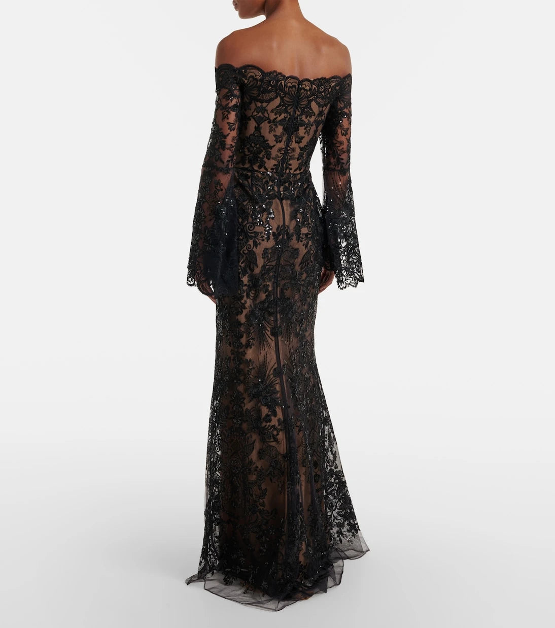 Elie Saab - Sequined off-shoulder lace gown