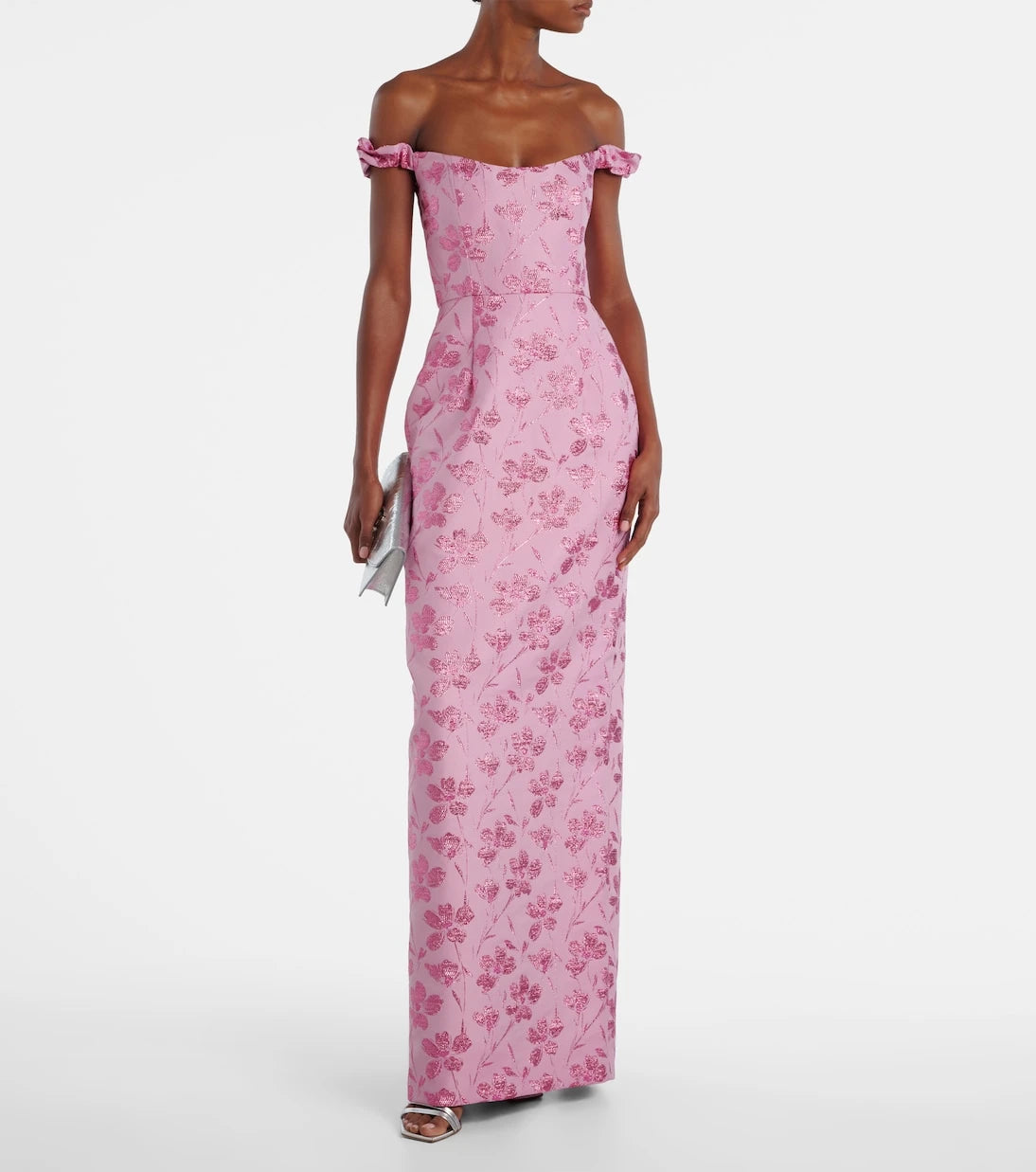 Markarian - Yolanda floral off-shoulder brocade gown