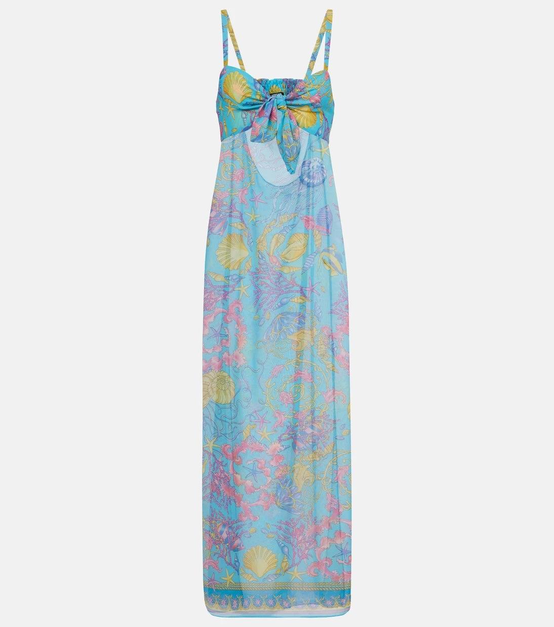 Versace - Printed cutout semi-sheer maxi dress