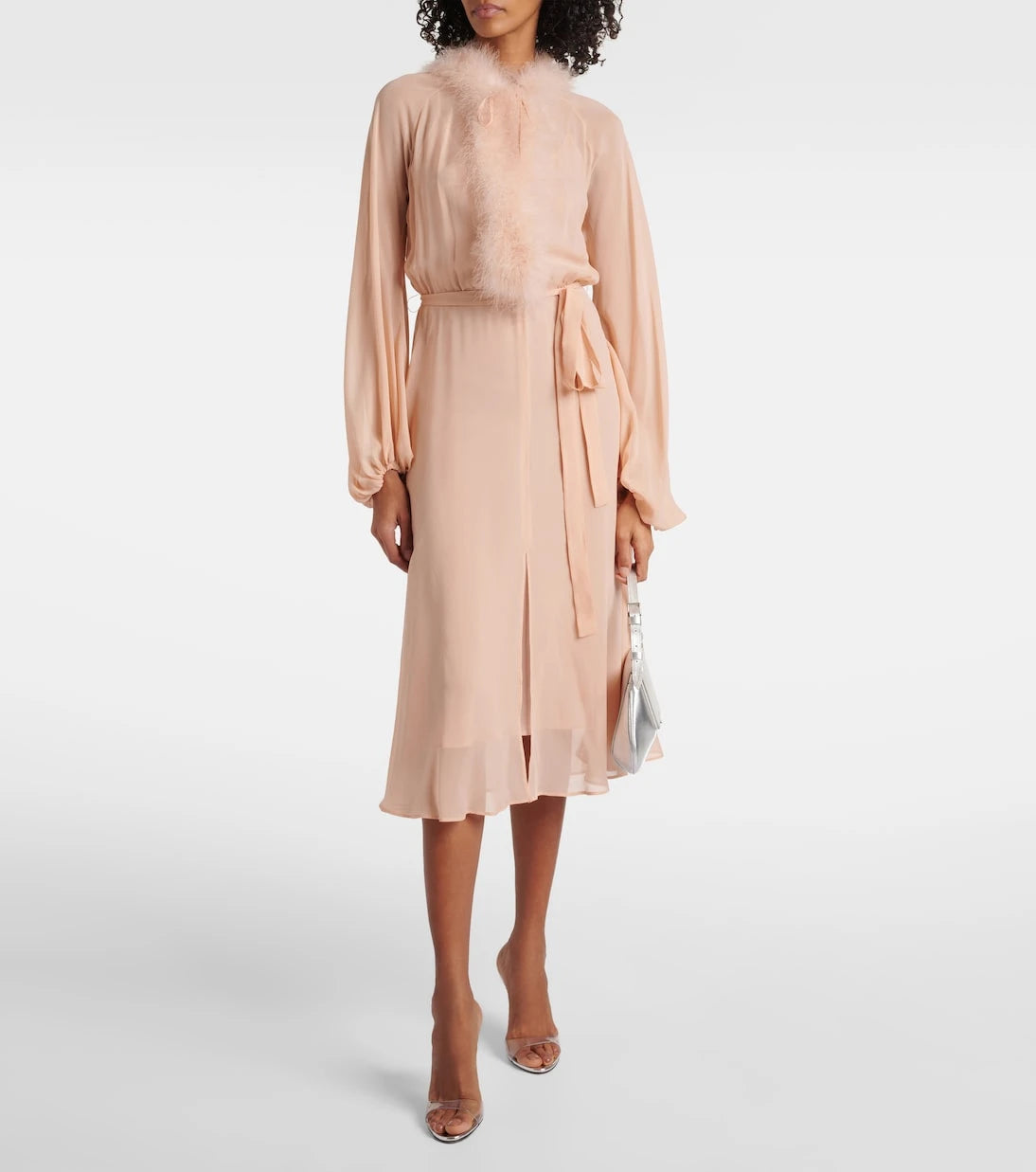 Blumarine - Georg feather-trimmed midi dress