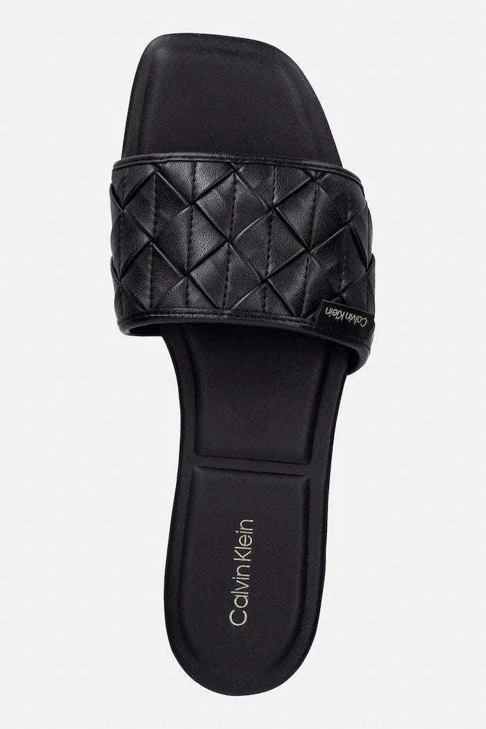 Calvin Klein Kadın SQUARE FLAT SNDL WOVEN LTH Terlik