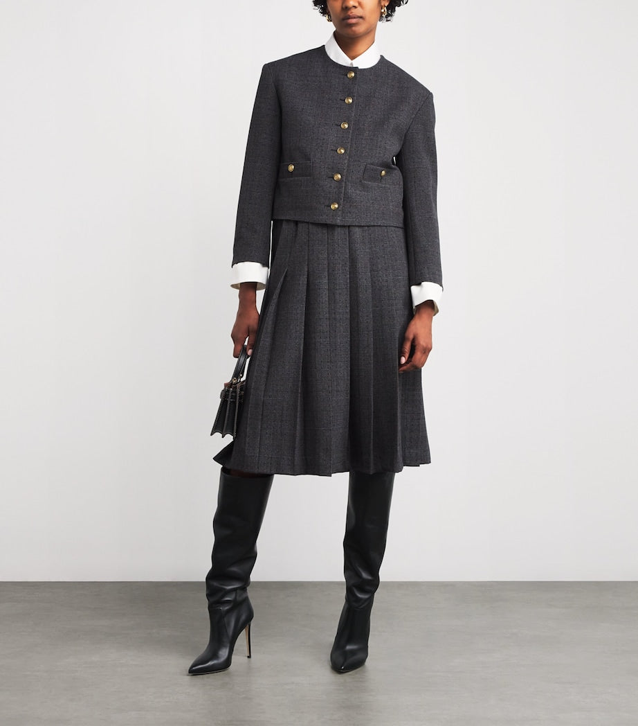 Checked Rhinestone-Embellished Jacket