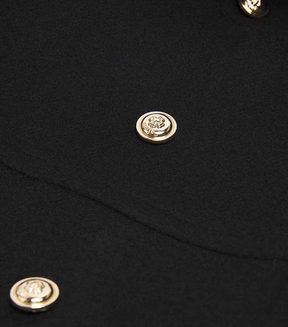 Maje Black Wool-Blend Pea Coat