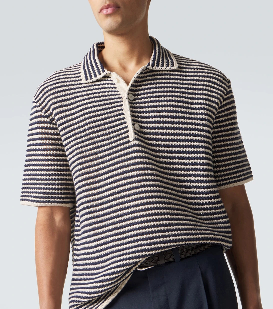 Orlebar Brown - Lowry striped crochet cotton polo sweater