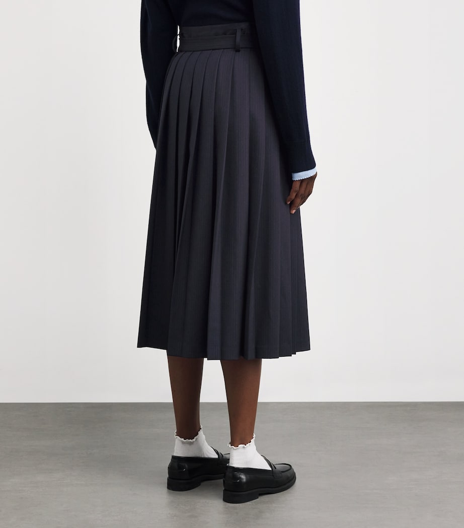 Wool-Blend Pleated Midi Skirt NAVY BLUE