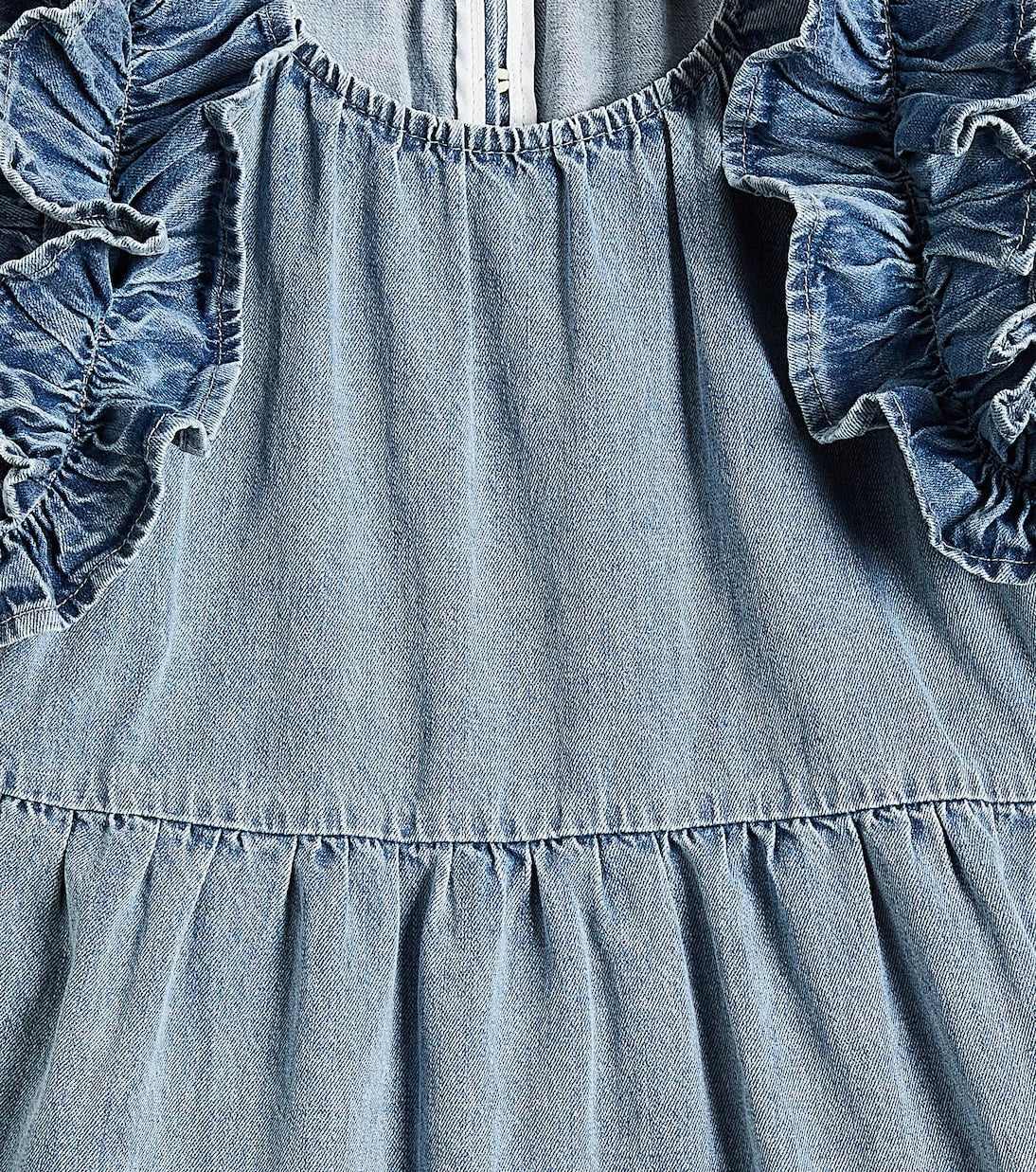 Petite Amalie - Ruffled cotton chambray dress