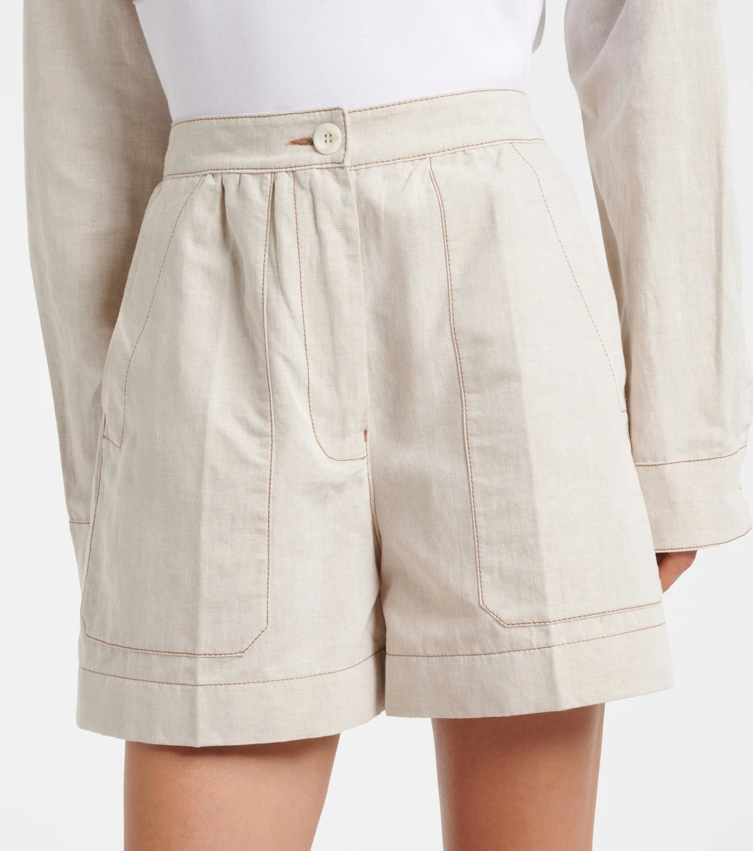 Prada - Cotton and linen chambray shorts