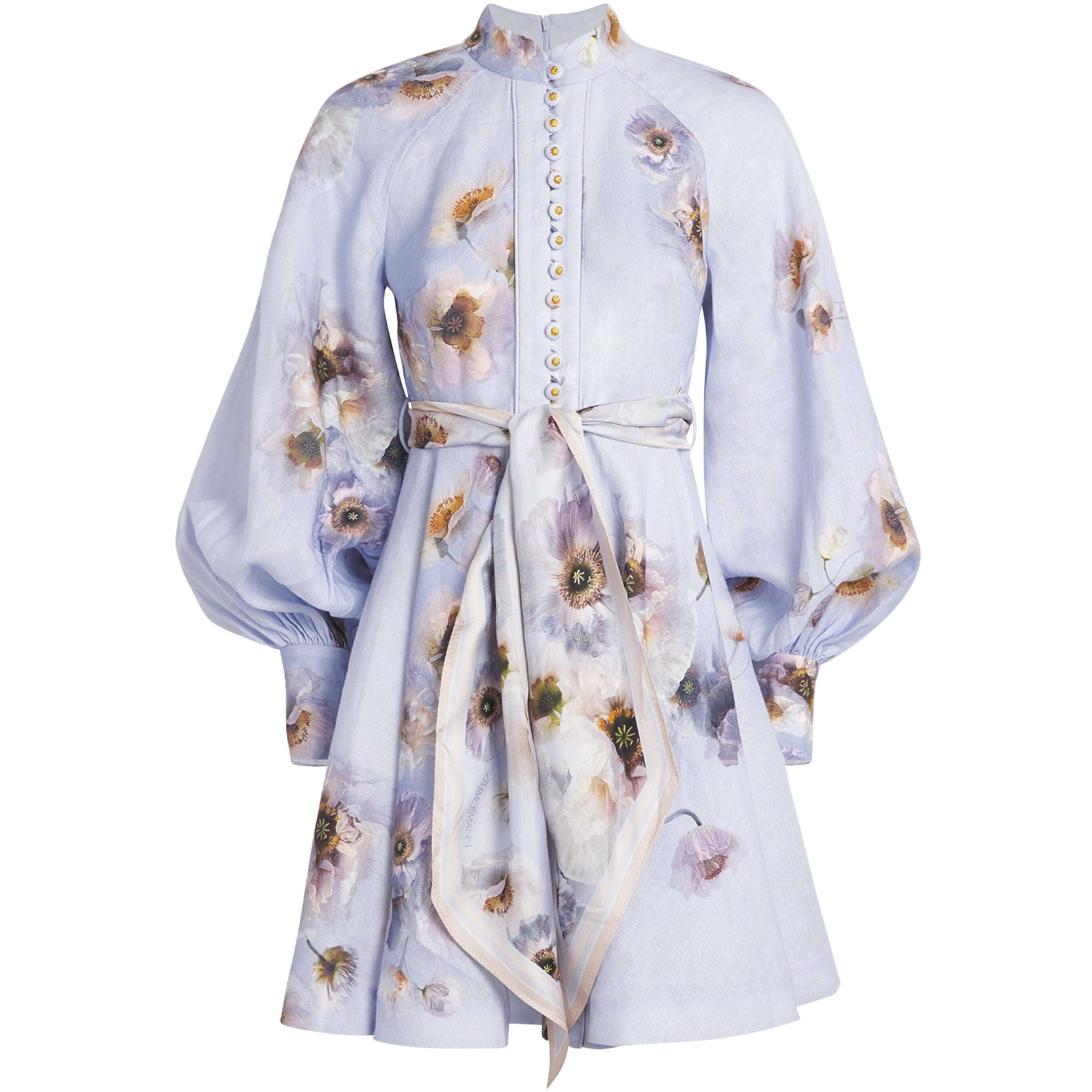 Linen Hypnotic Mini Dress LILAC POPPY