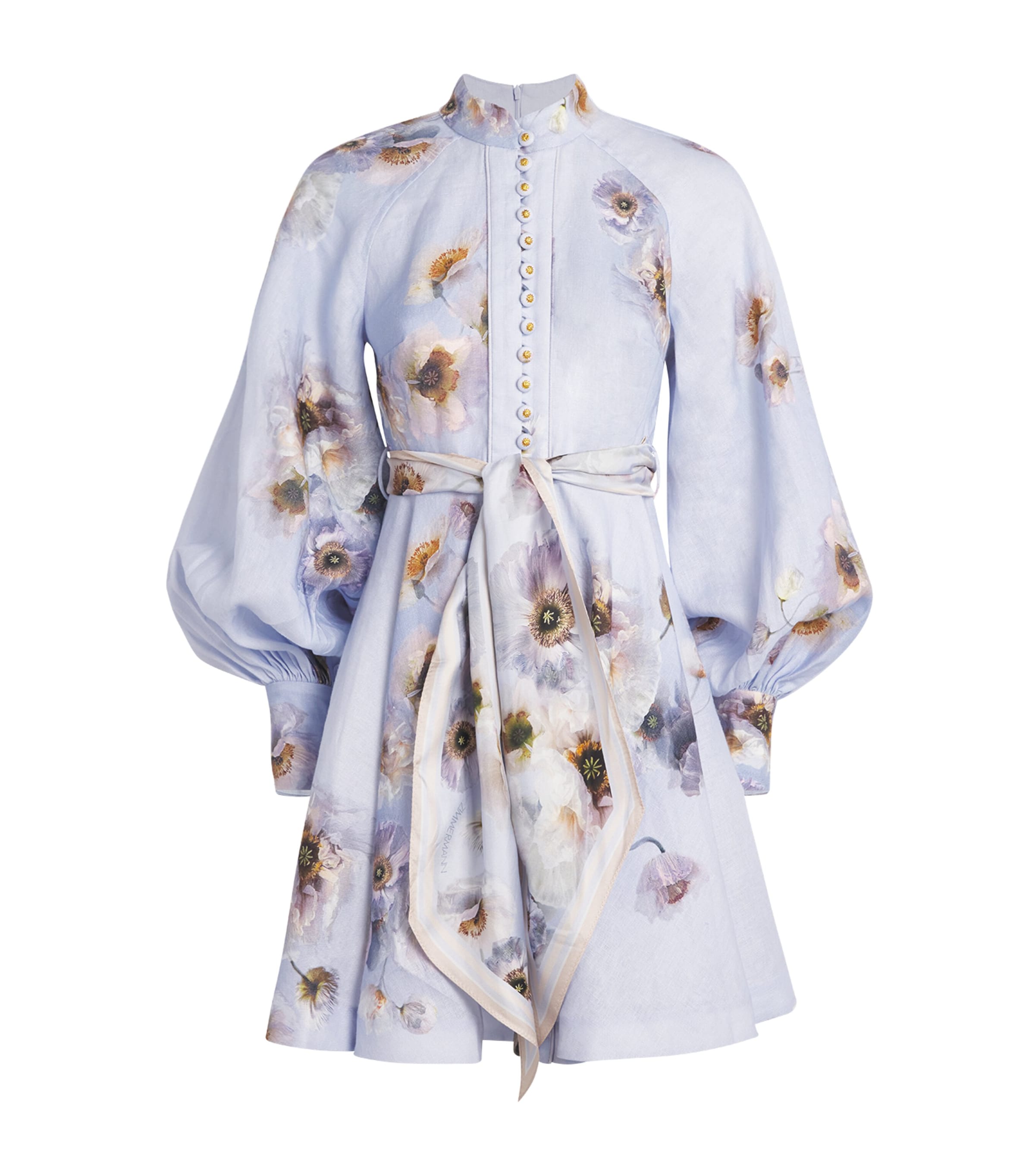 Linen Hypnotic Mini Dress LILAC POPPY