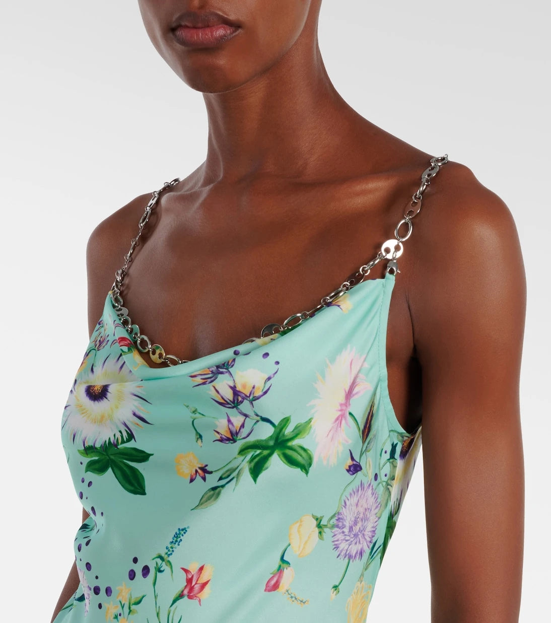 Rabanne - Chain-detail floral maxi dress