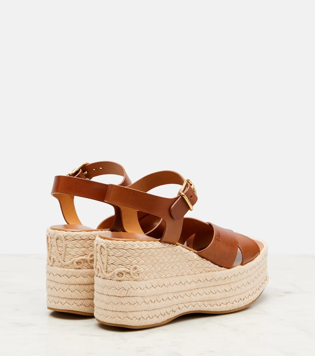 Chloé - Isla leather espadrille wedges