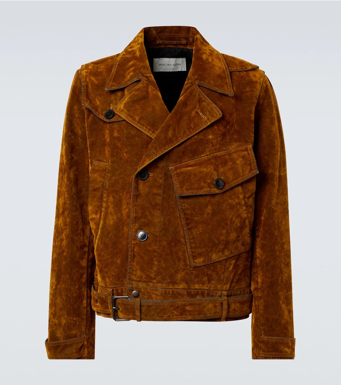 Dries Van Noten - Vassel belted cotton biker jacket