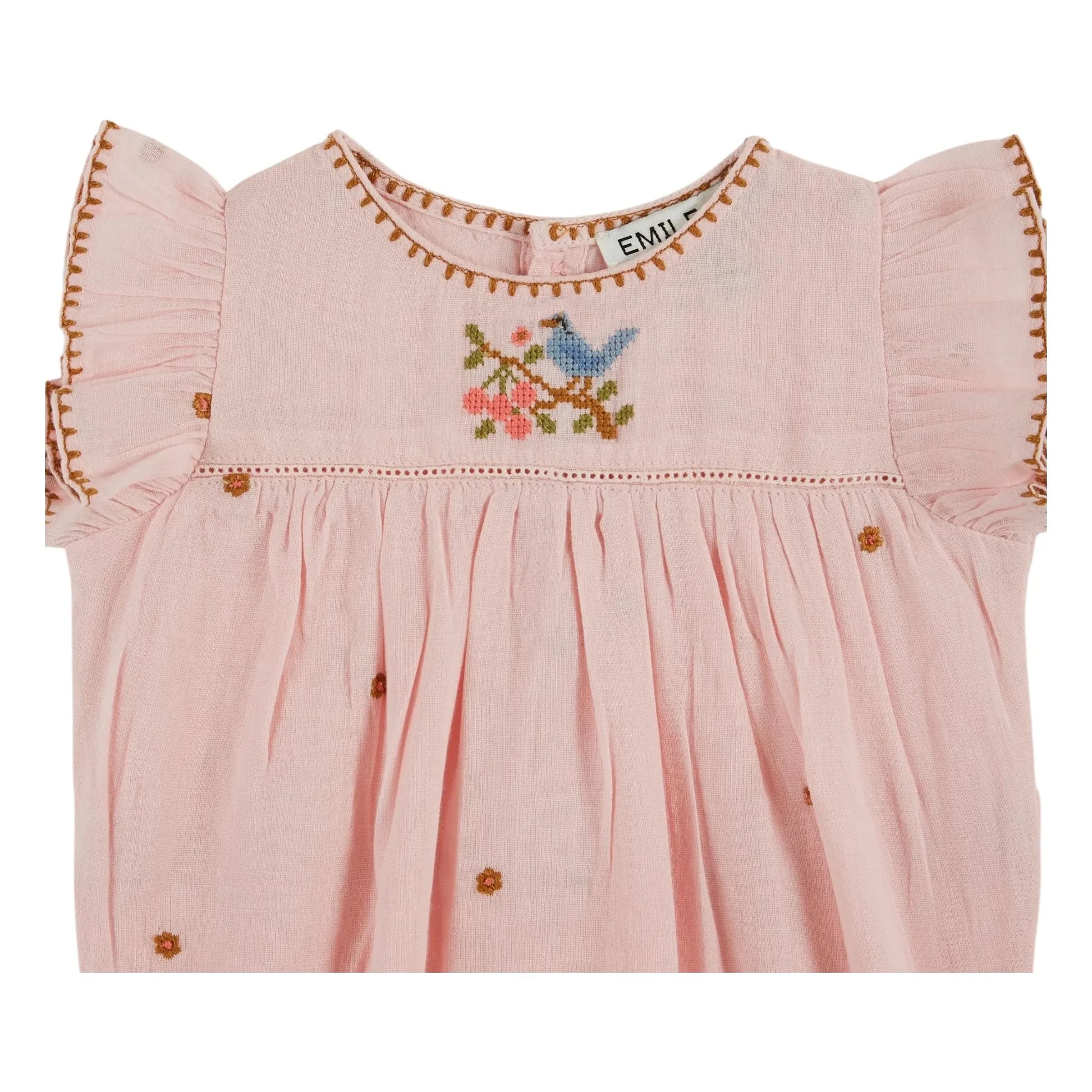 Emile et Ida - Embroidered romper | Pale Pink