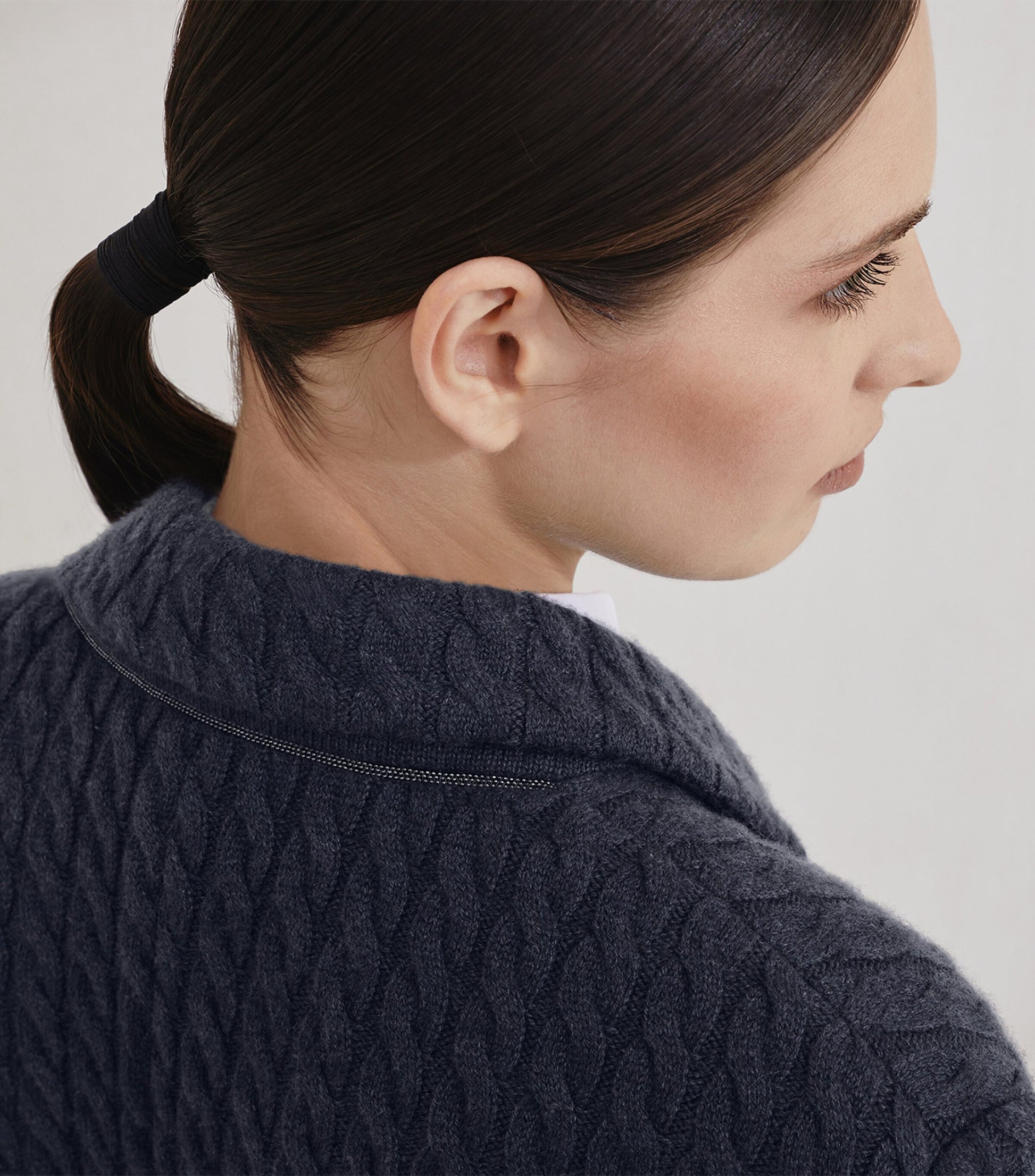 Brunello Cucinelli Blue Cashmere Cable Knit Blazer