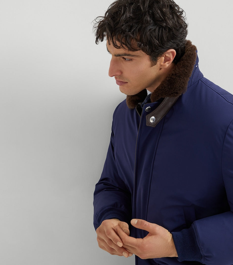 Brunello Cucinelli Blue Down-Filled Bomber Jacket
