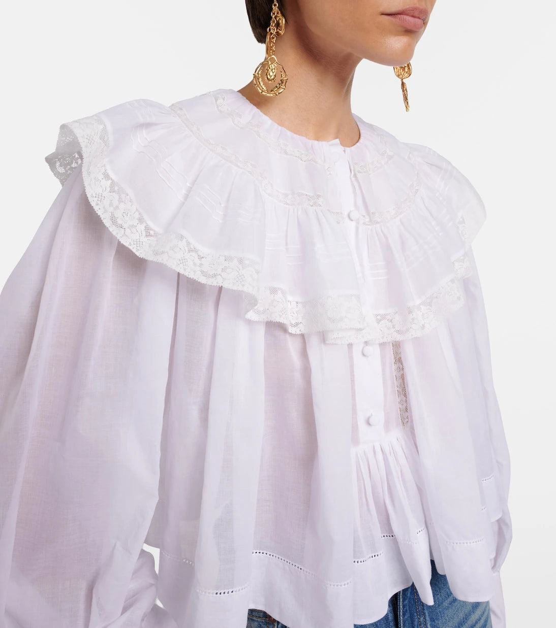 Chloé - Lace-trimmed cotton voile blouse