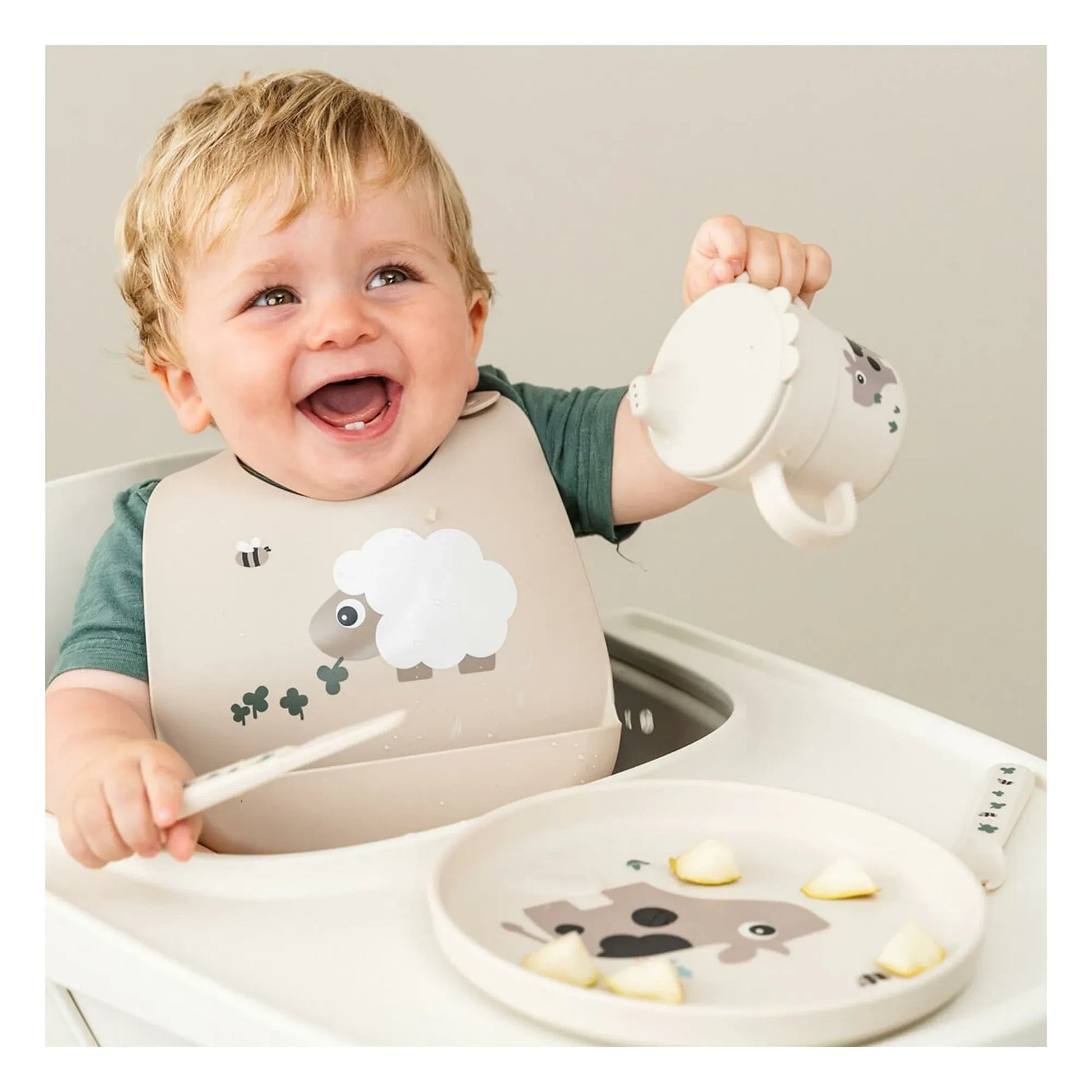 Done by deer - Sheepy silicone bib | Sand
