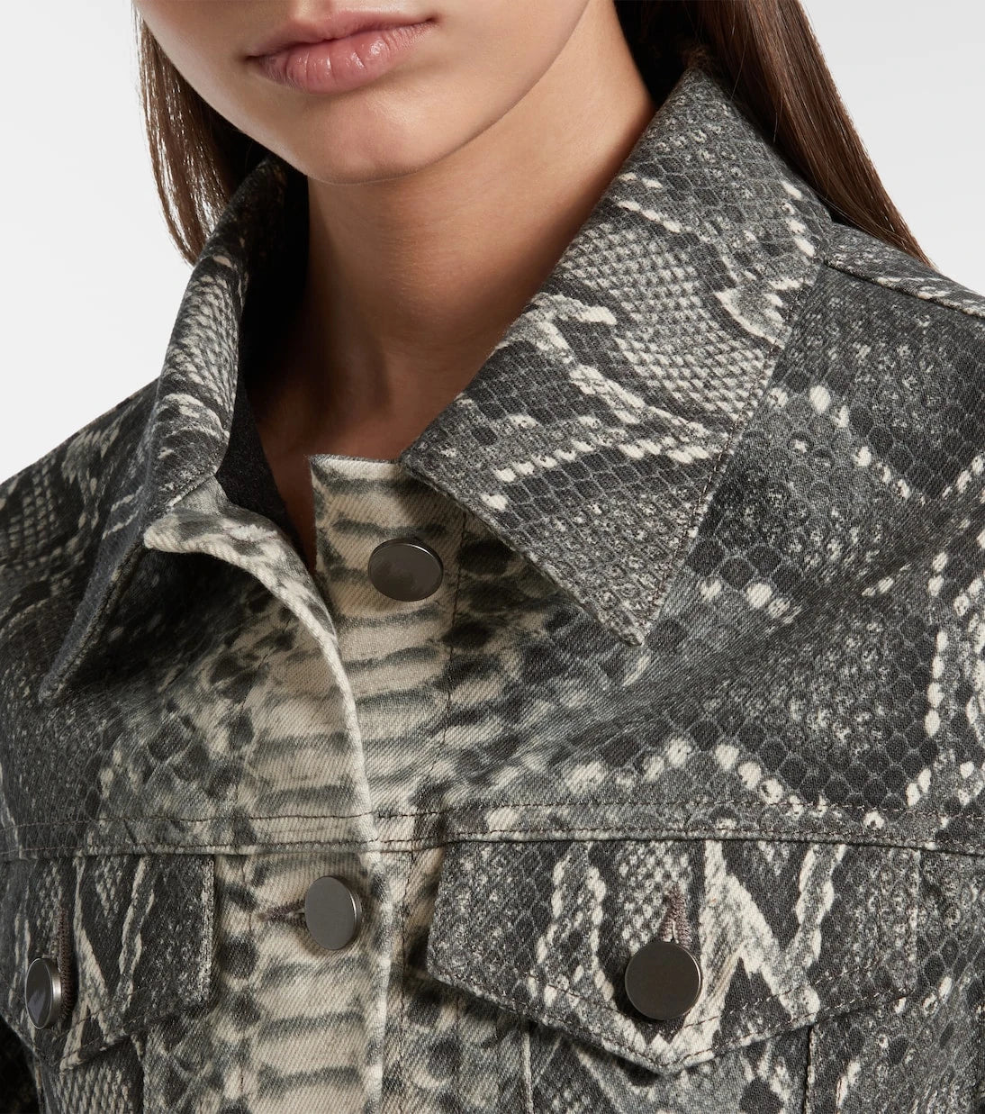 Gabriela Hearst - Bronte snake-print cropped denim jacket