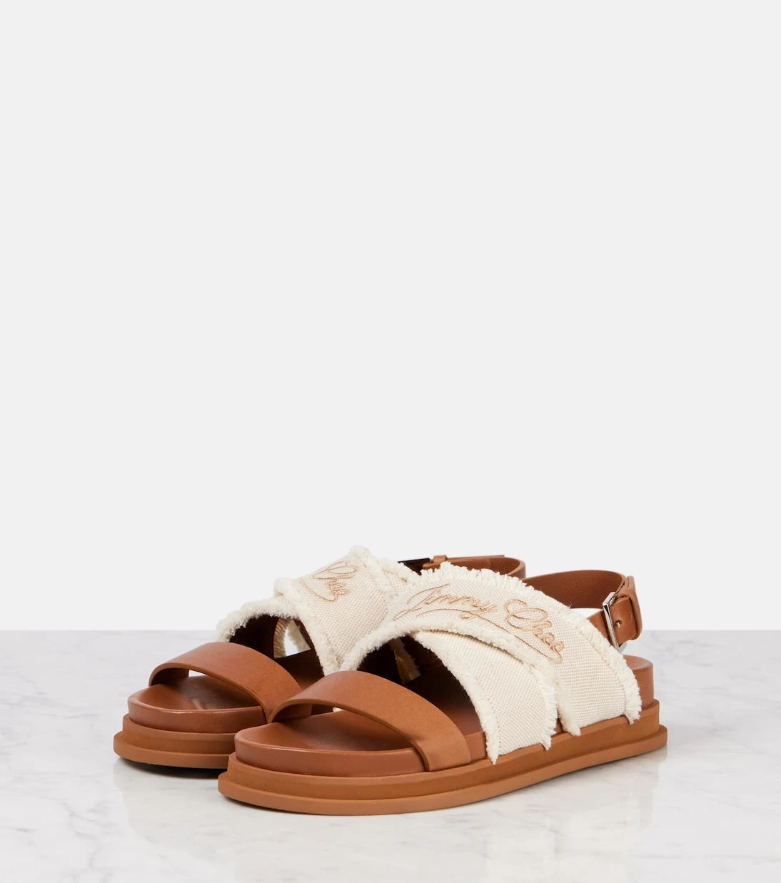Jimmy Choo - Joa embroidered canvas and leather sandals