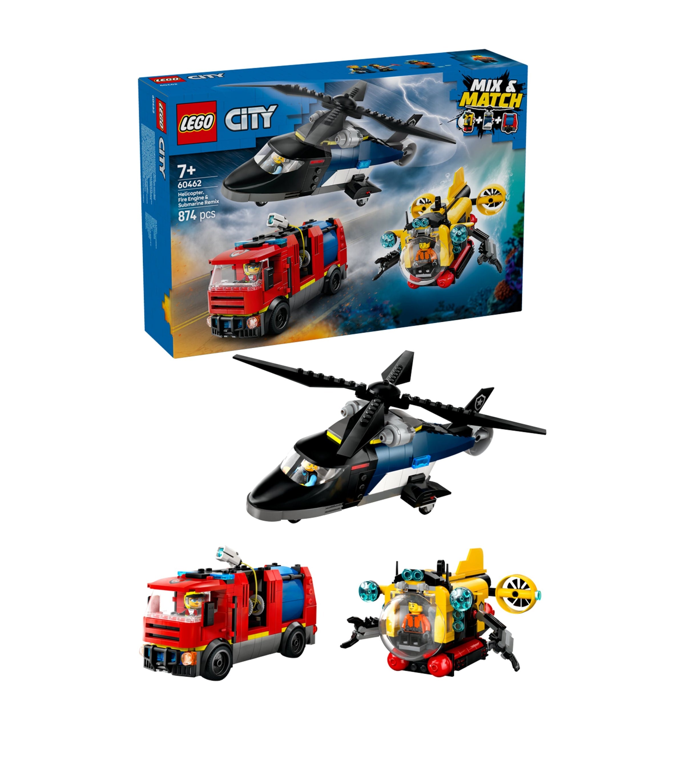 City Helicopter, Fire Truck & Submarine Remix 60462