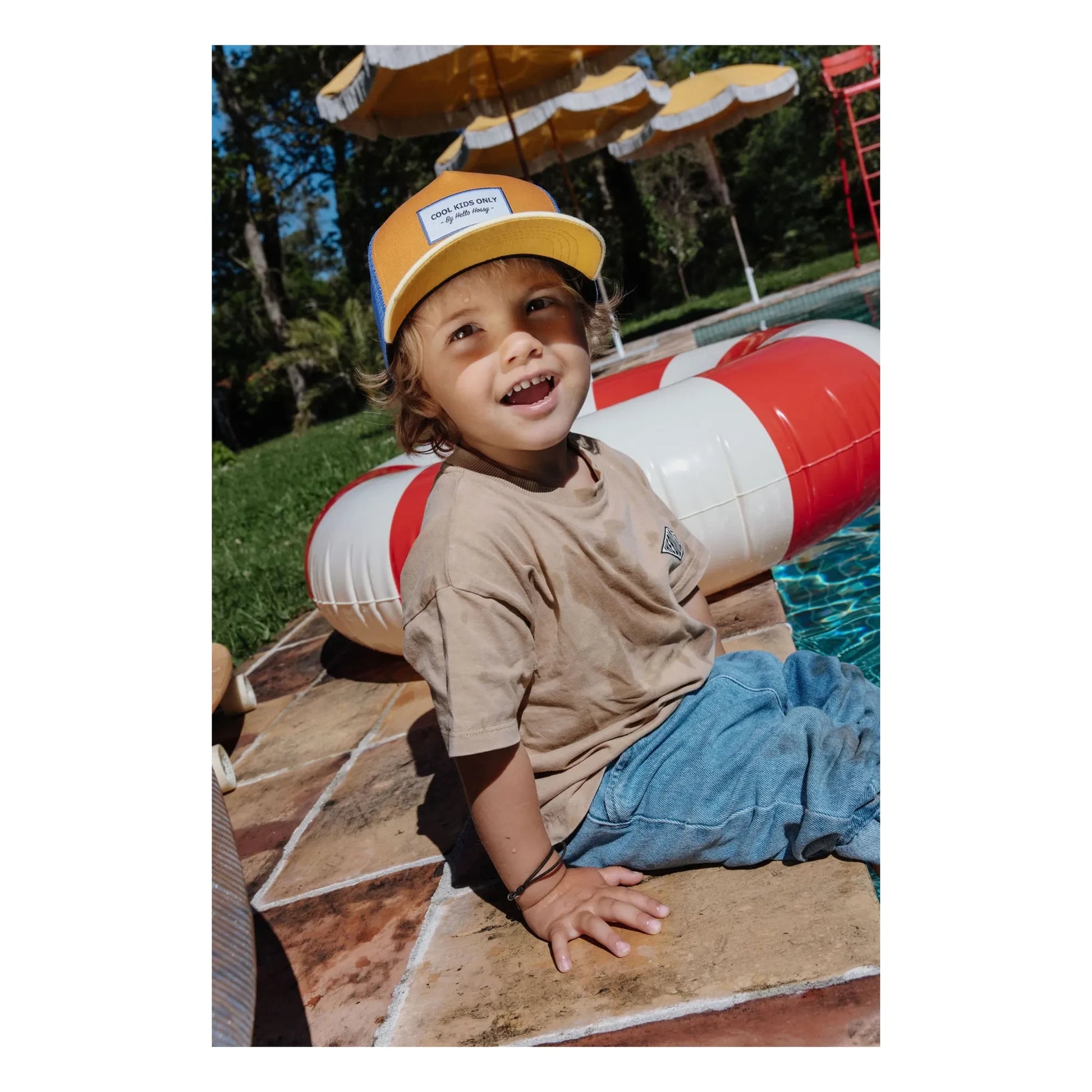 Hello Hossy - Trucker Mini Organic Cotton Curved Visor Cap | Camel